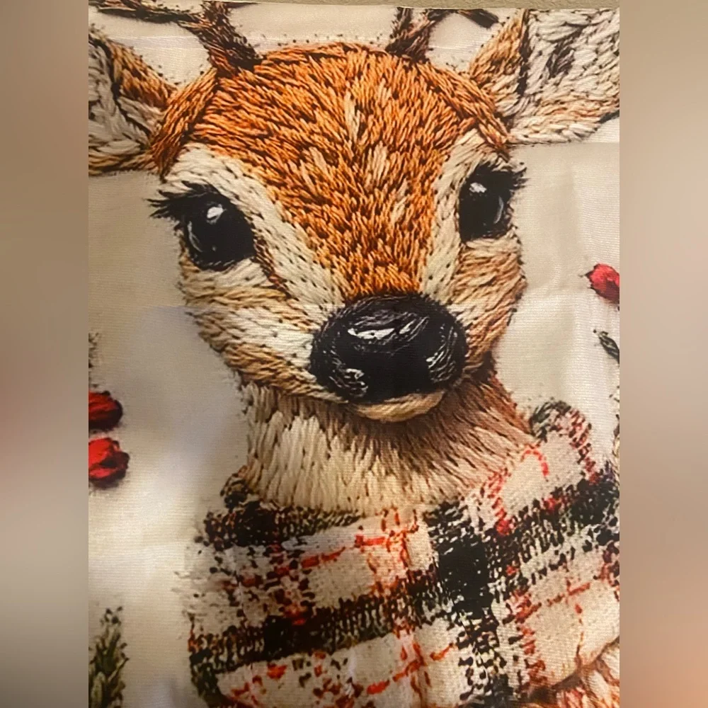 Winter Christmas Reindeer With Scarf Pillow Cover‎ 18x18 - Not 3D or Stitched